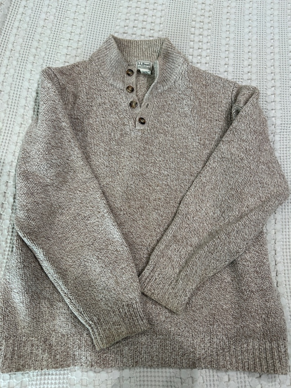 L.L. Bean Men's Heathered Taupe Zip-Neck Sweater
